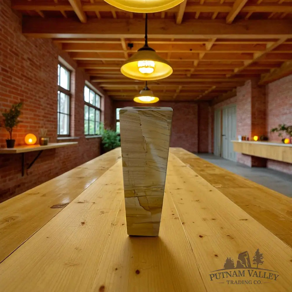 Burma Teak Marble Square Vase Vase