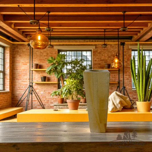 Burma Teak Marble Square Vase Vase