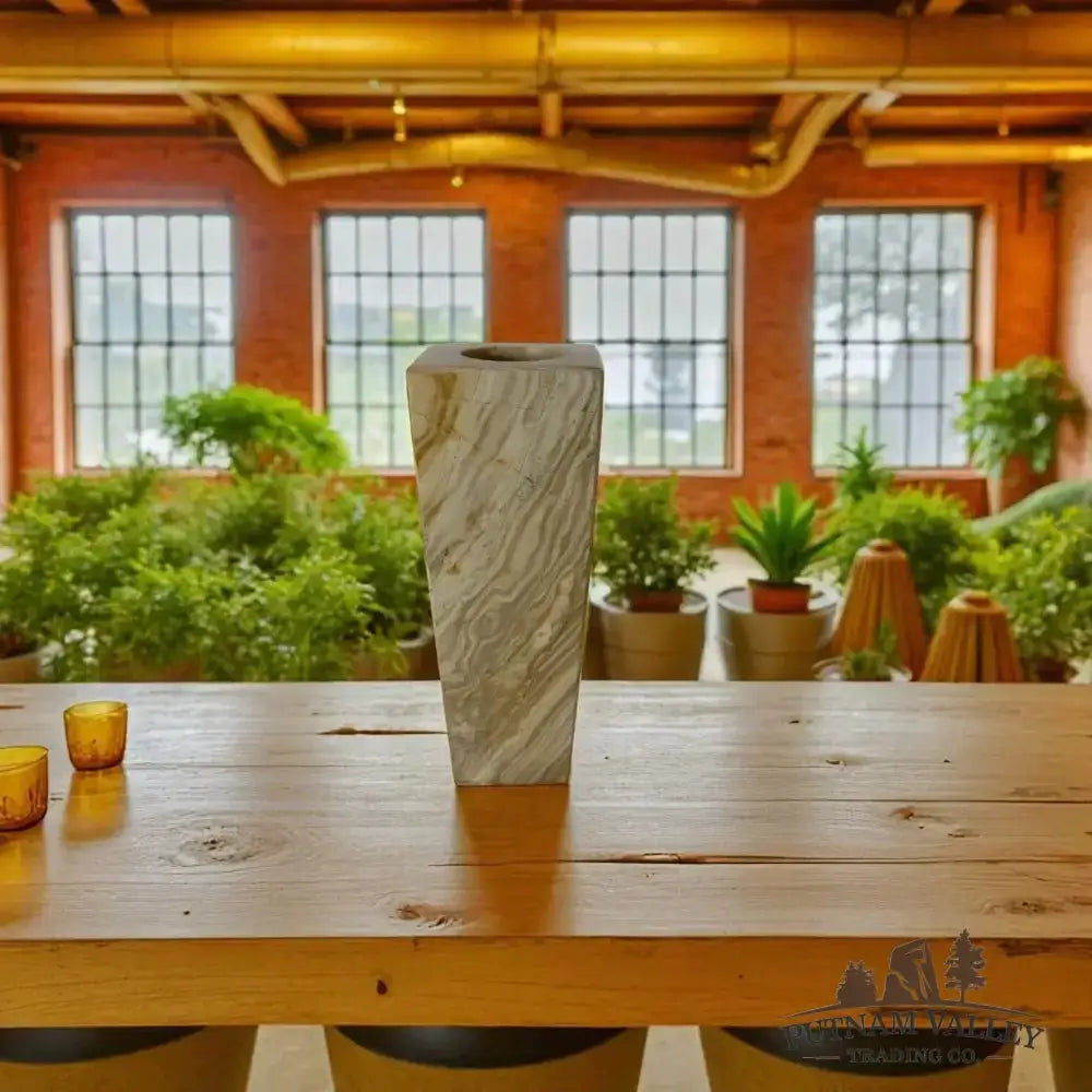 Burma Teak Marble Square Vase - Putnam Valley Trading Co.