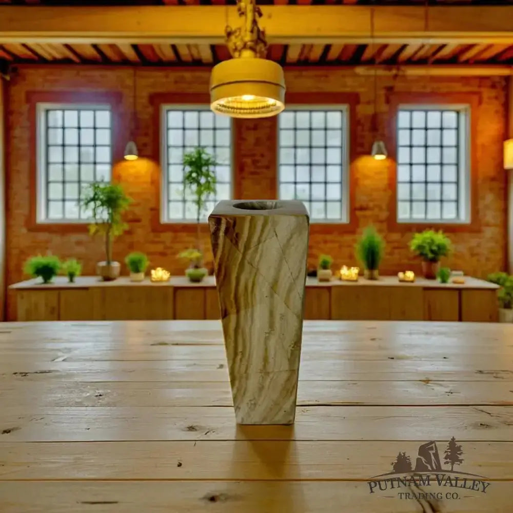 Burma Teak Marble Square Vase - Putnam Valley Trading Co.