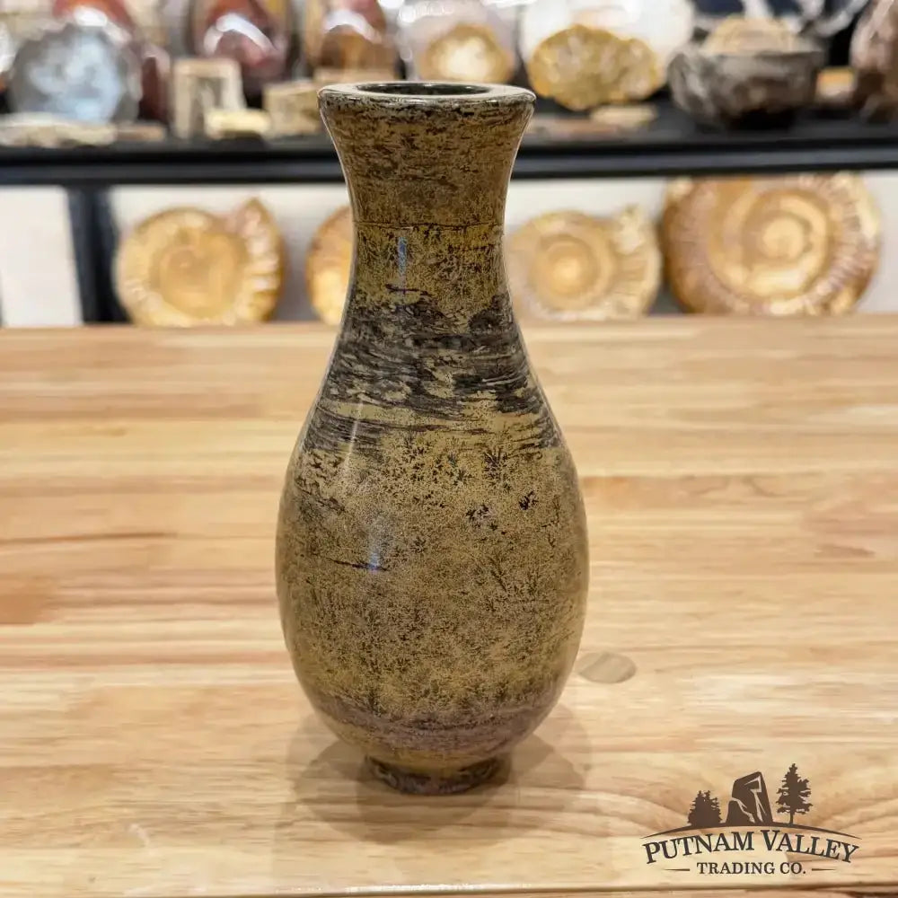 Chinese Painting Stone Gourd Vase - Putnam Valley Trading Co.