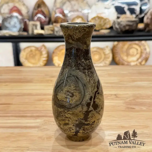 Chinese Painting Stone Gourd Vase - Putnam Valley Trading Co.