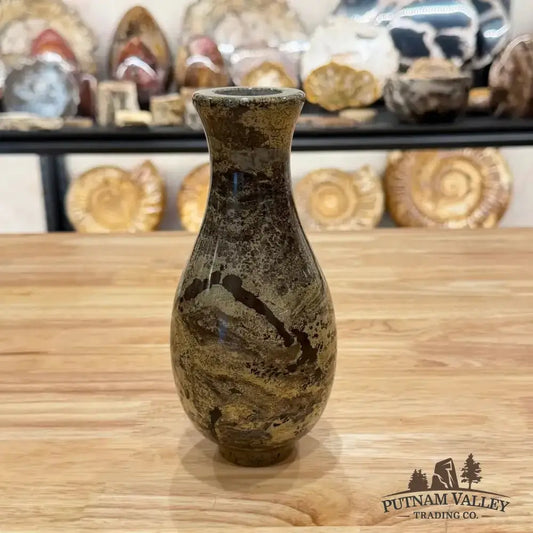 Chinese Painting Stone Gourd Vase - Putnam Valley Trading Co.