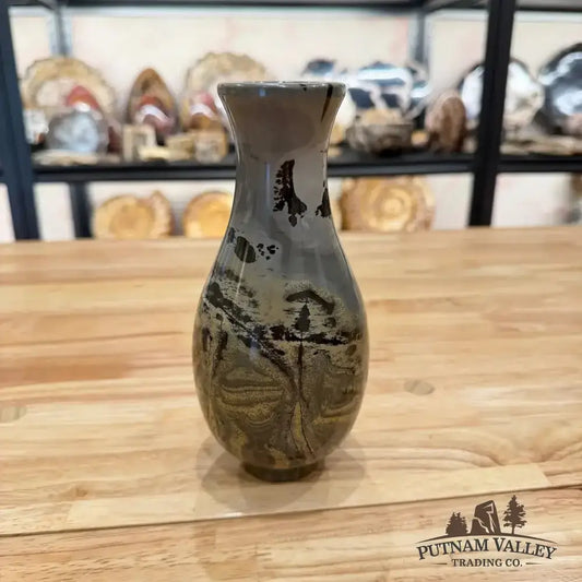 Chinese Painting Stone Gourd Vase - Putnam Valley Trading Co.