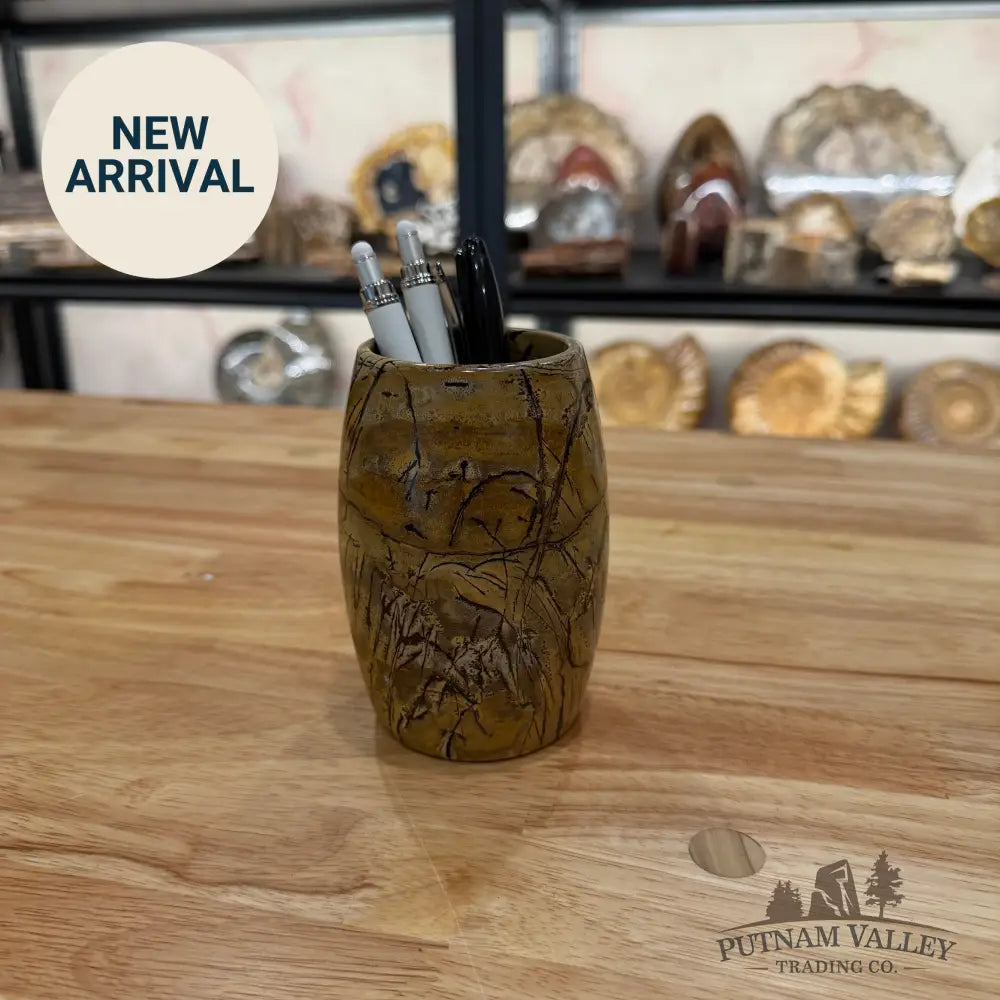 Chinese Painting Stone Pen Holder Vase