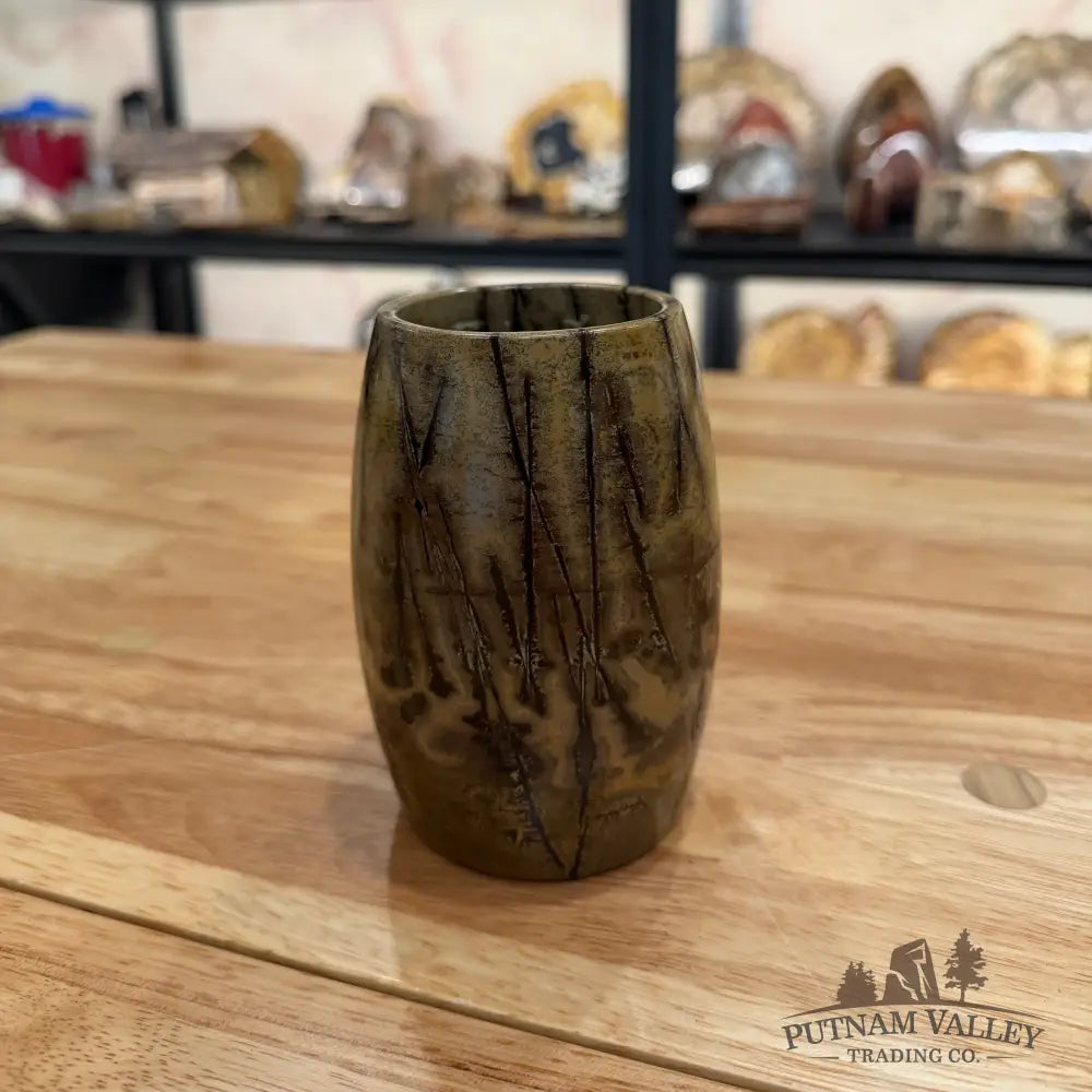 Chinese Painting Stone Pen Holder Vase