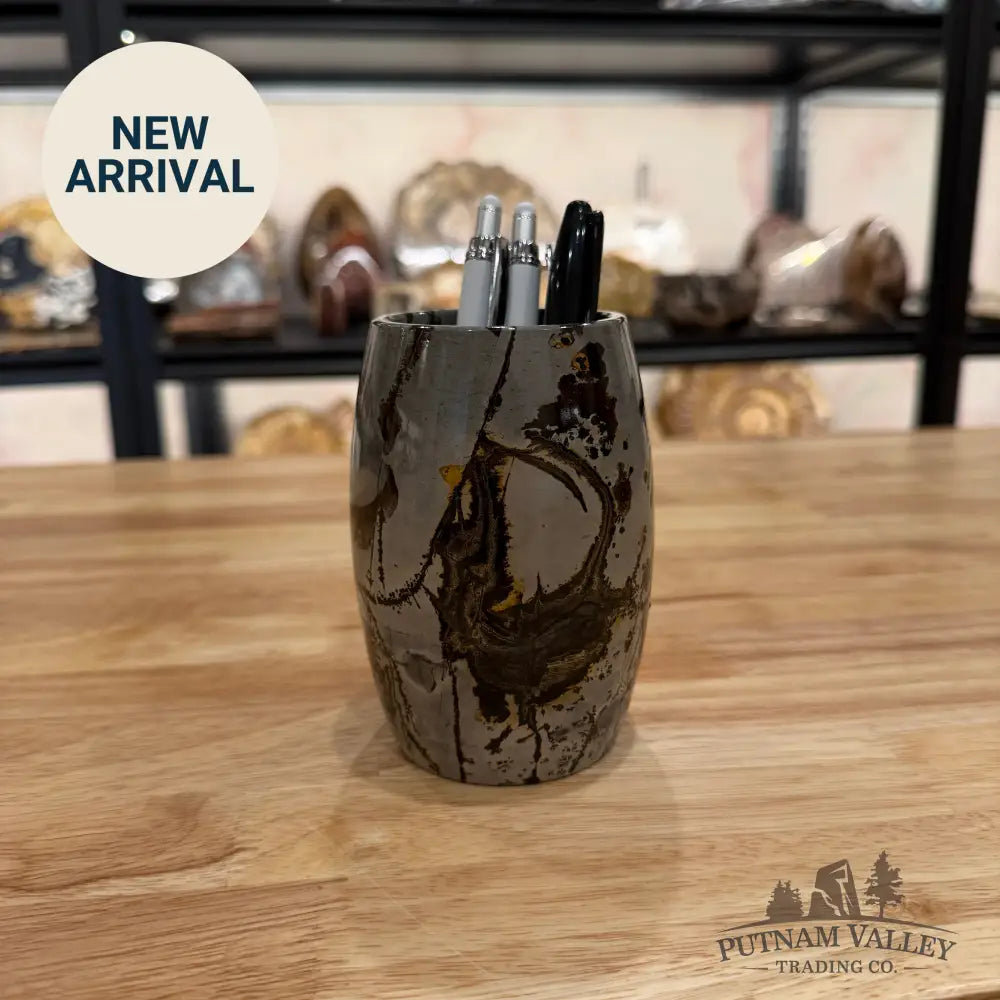 Chinese Painting Stone Pen Holder Vase