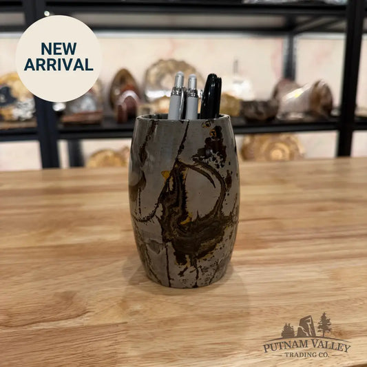 Chinese Painting Stone Pen Holder Vase