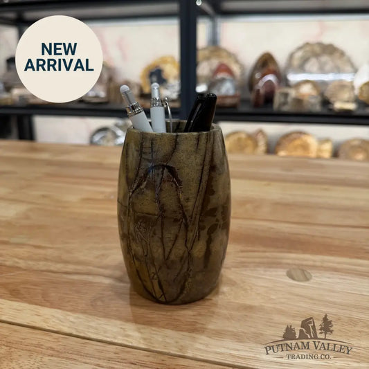 Chinese Painting Stone Pen Holder Vase