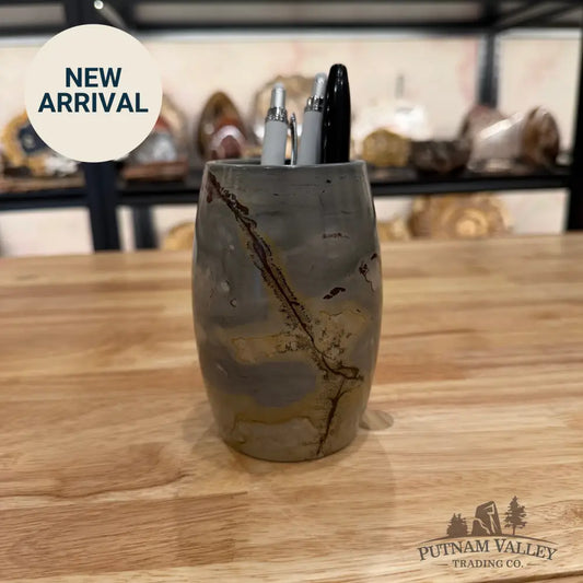 Chinese Painting Stone Pen Holder Vase