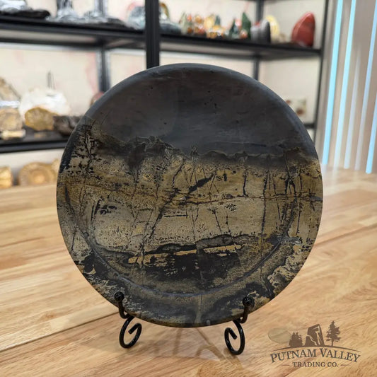 Chinese Painting Stone Round Plate Plate