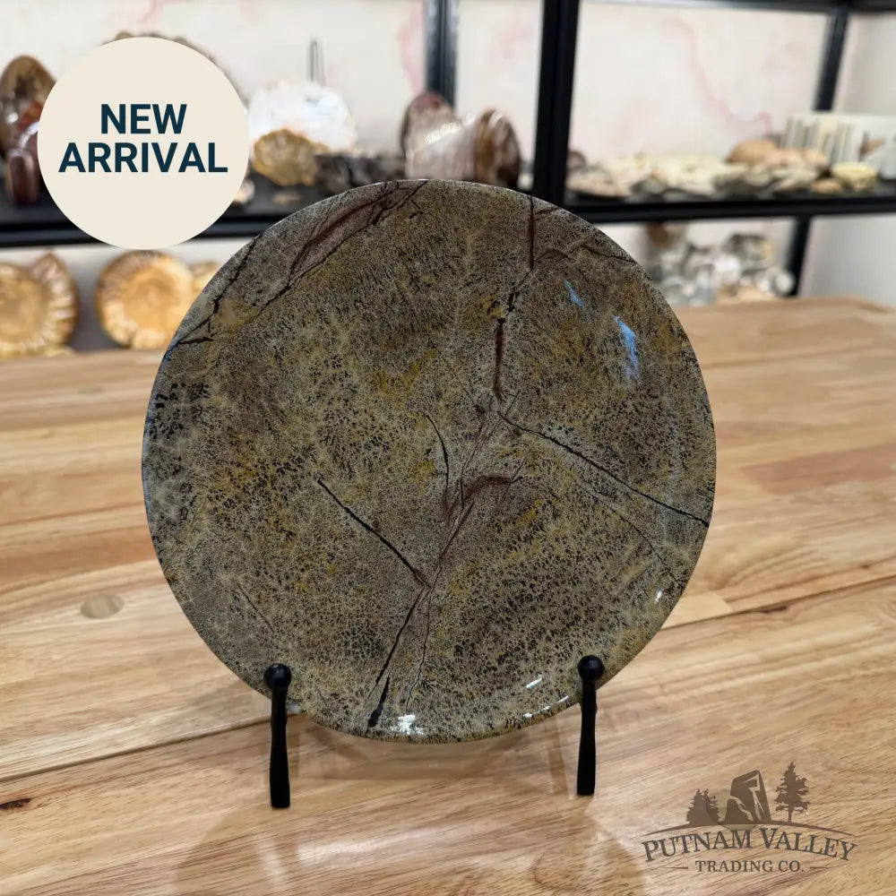 Chinese Painting Stone Round Plate Plate