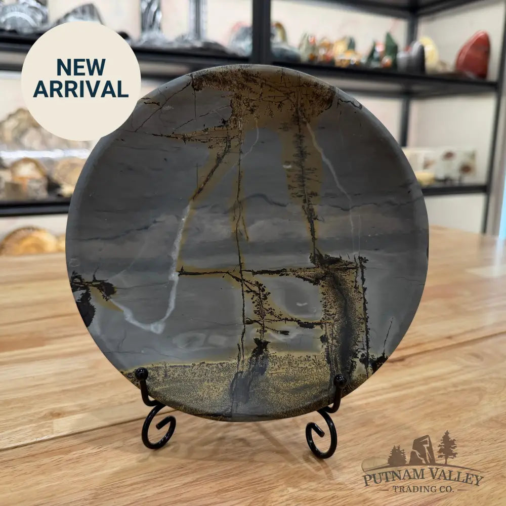 Chinese Painting Stone Round Plate Plate