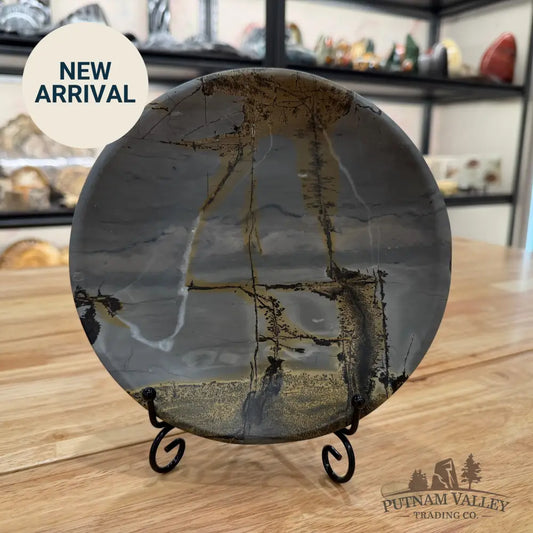 Chinese Painting Stone Round Plate Plate