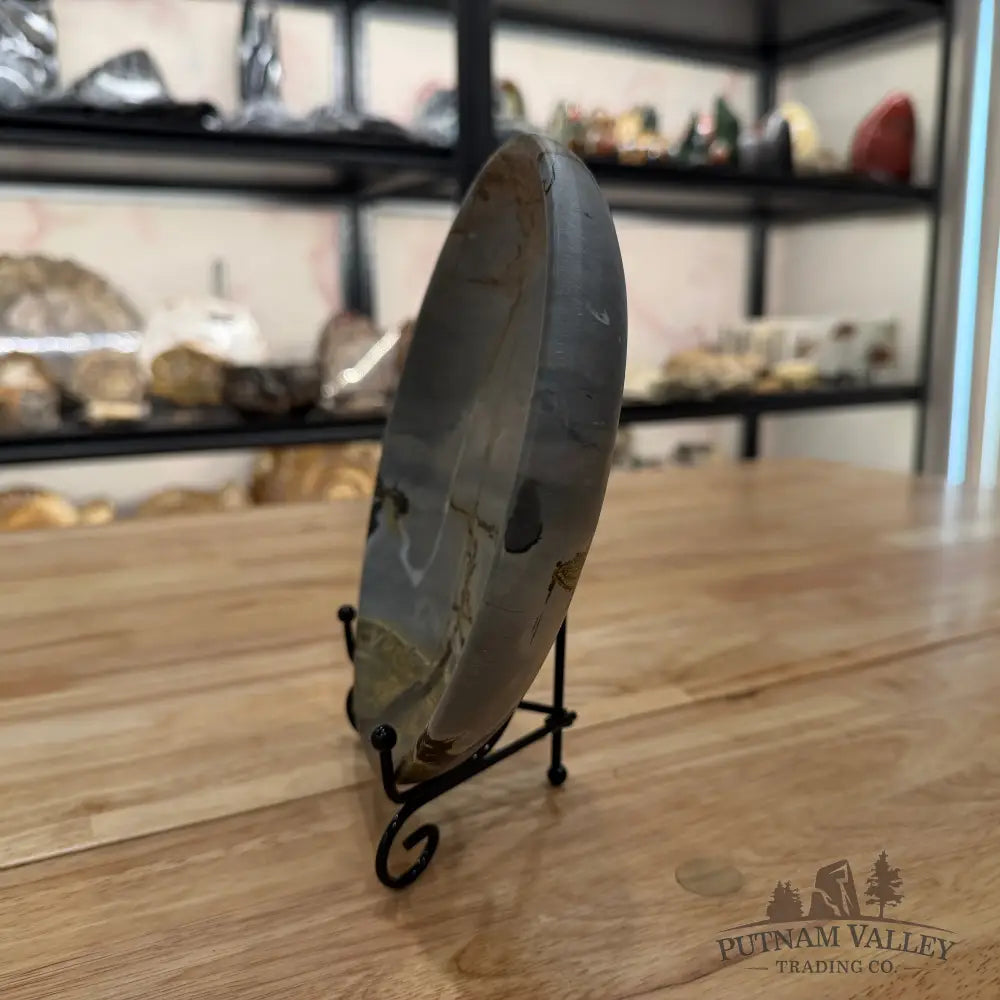 Chinese Painting Stone Round Plate Plate