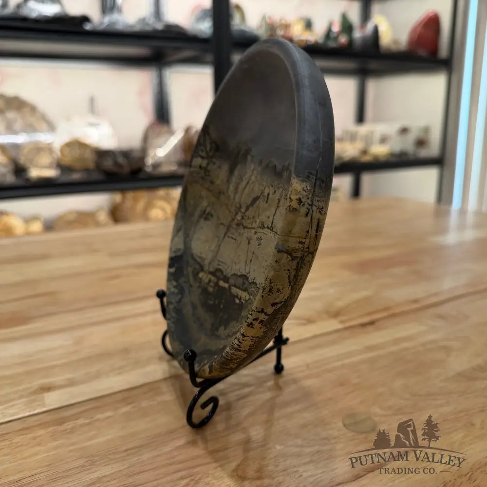 Chinese Painting Stone Round Plate Plate