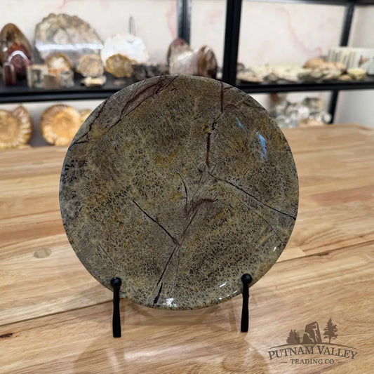 Chinese Painting Stone Round Plate Plate