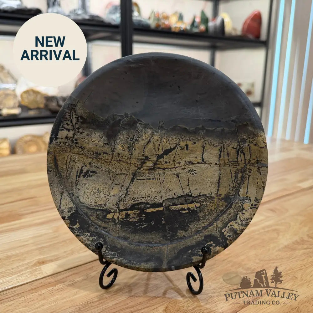 Chinese Painting Stone Round Plate Plate