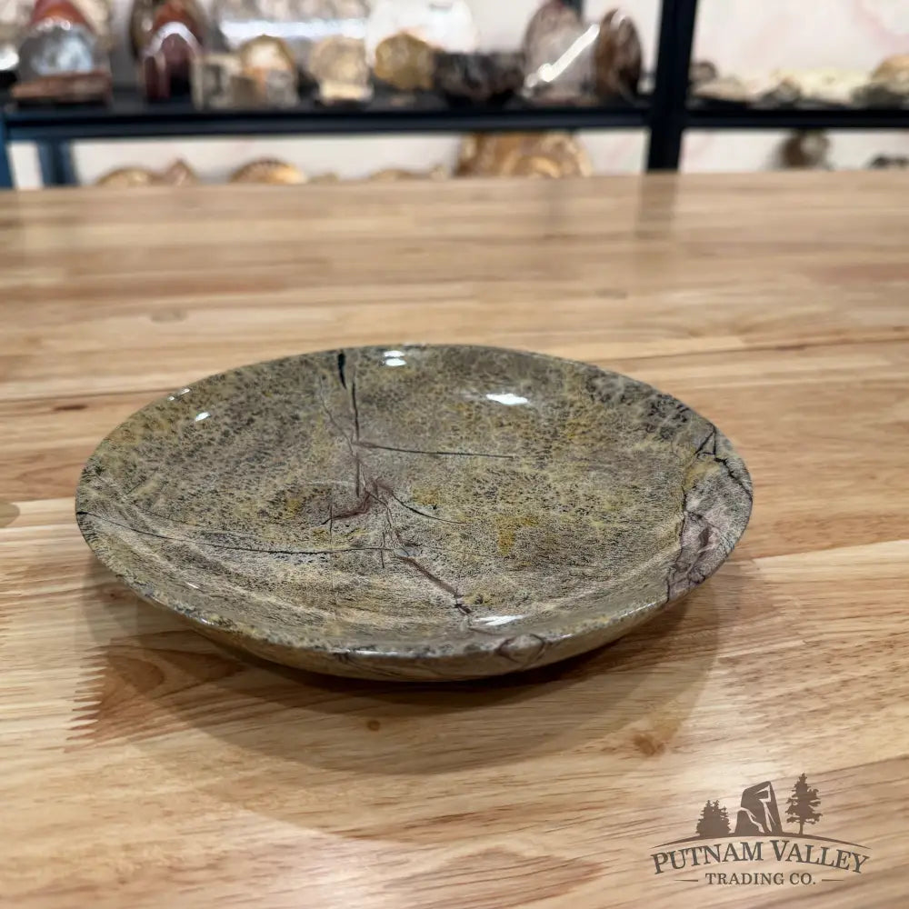 Chinese Painting Stone Round Plate Plate