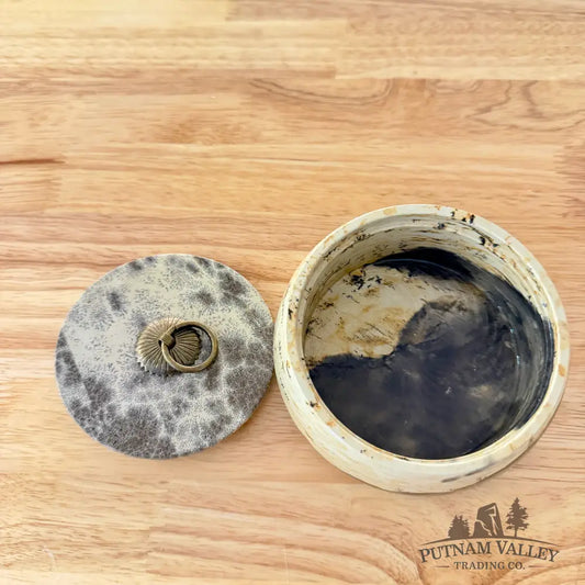 Chinese Painting Stone Round Trinket Box Display Box