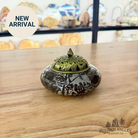 Chinese Painting Stone Round Trinket Box Display Box