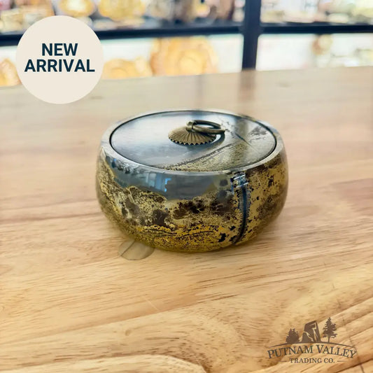 Chinese Painting Stone Round Trinket Box Display Box