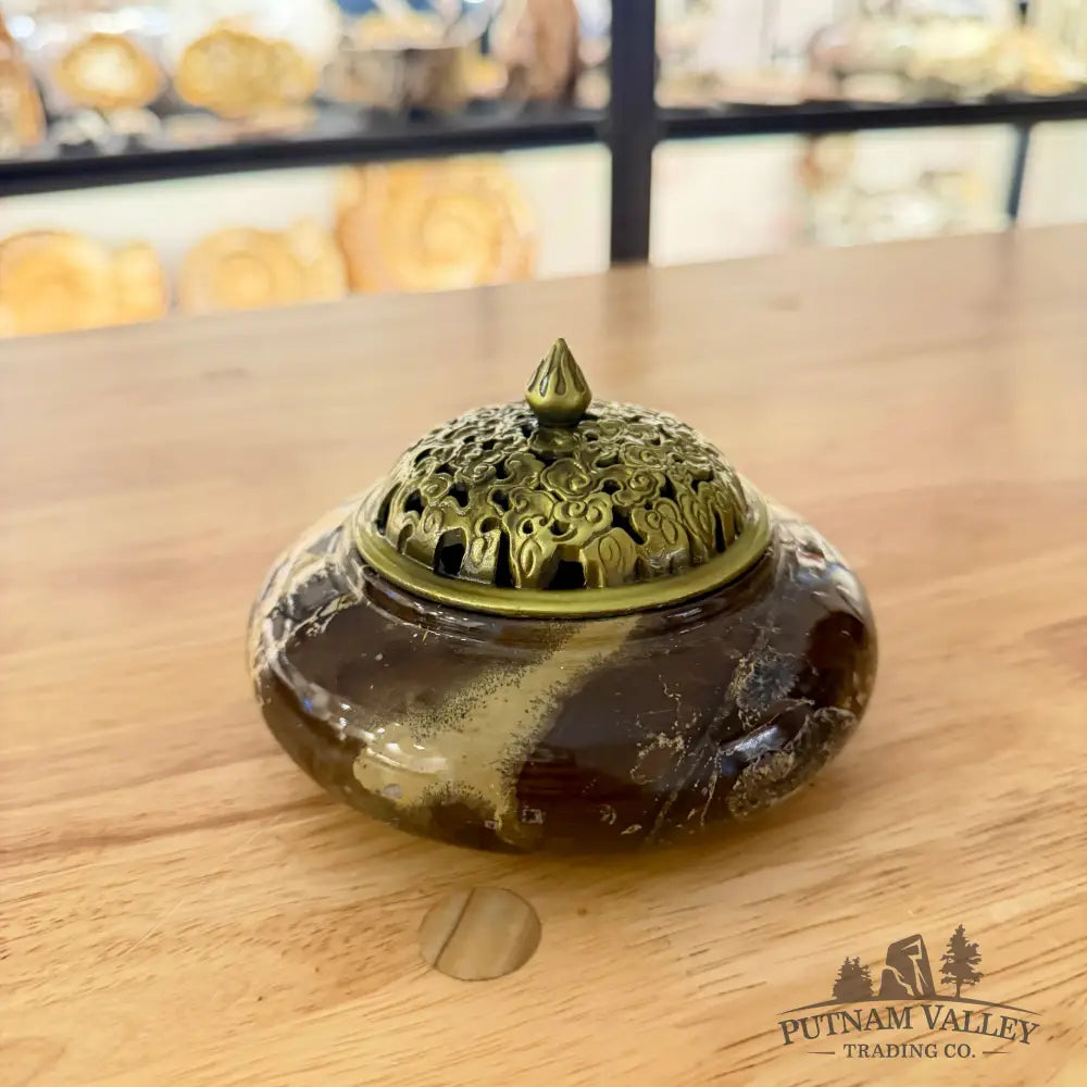 Chinese Painting Stone Round Trinket Box Display Box