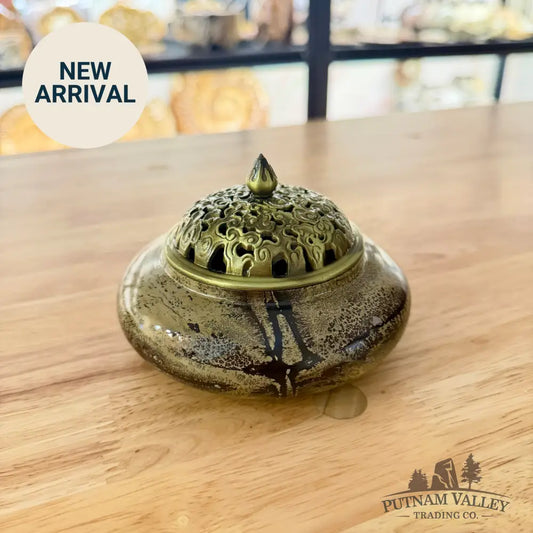 Chinese Painting Stone Round Trinket Box Display Box