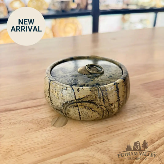 Chinese Painting Stone Round Trinket Box Display Box