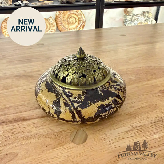 Chinese Painting Stone Round Trinket Box Display Box