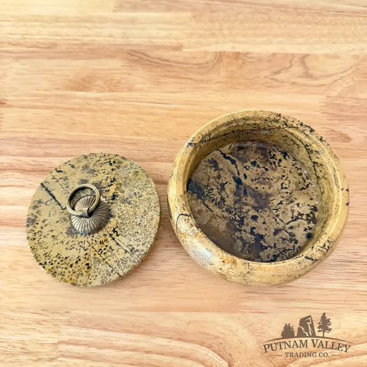 Chinese Painting Stone Round Trinket Box Display Box