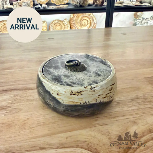 Chinese Painting Stone Round Trinket Box Display Box