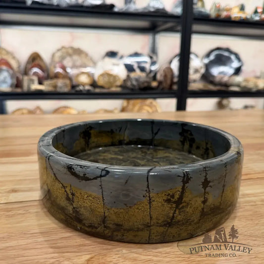 Chinese Painting Stone Shallow Bowl Bowl