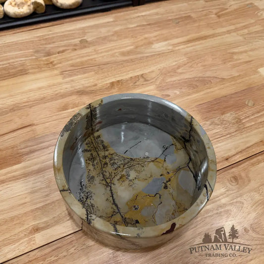 Chinese Painting Stone Shallow Bowl Bowl