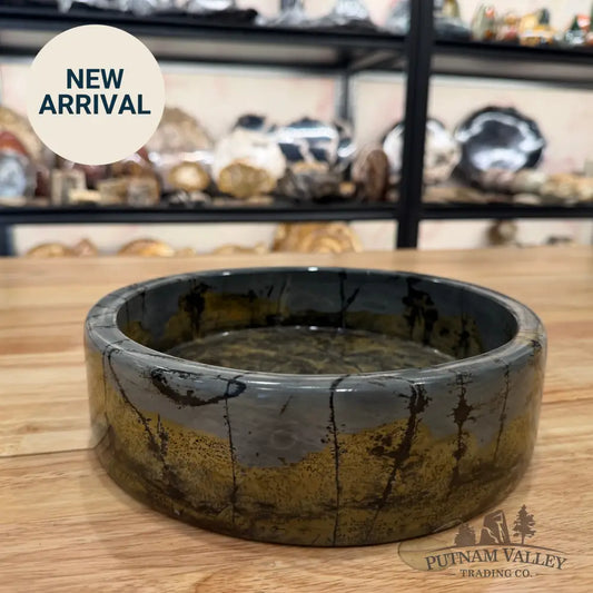 Chinese Painting Stone Shallow Bowl Bowl