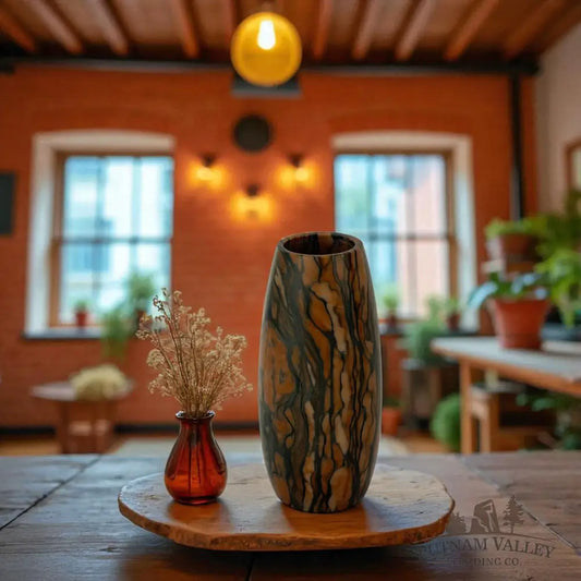 Chinese Painting Stone Torpedo Vase Vase