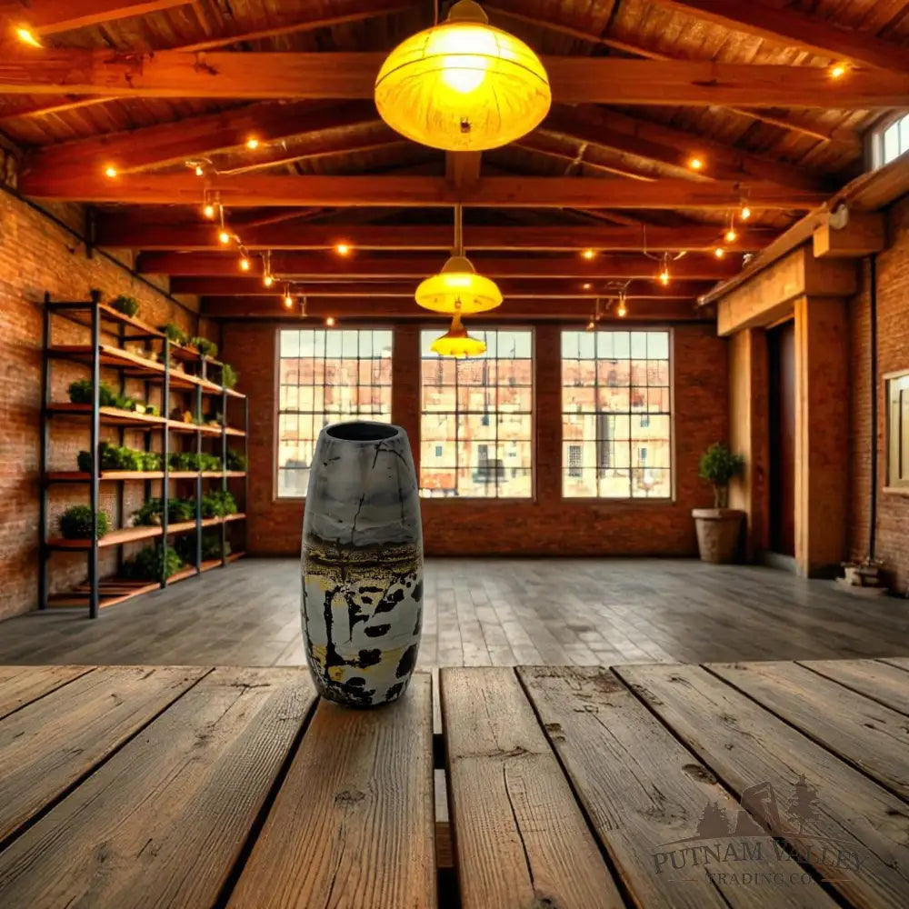 Chinese Painting Stone Torpedo Vase Vase