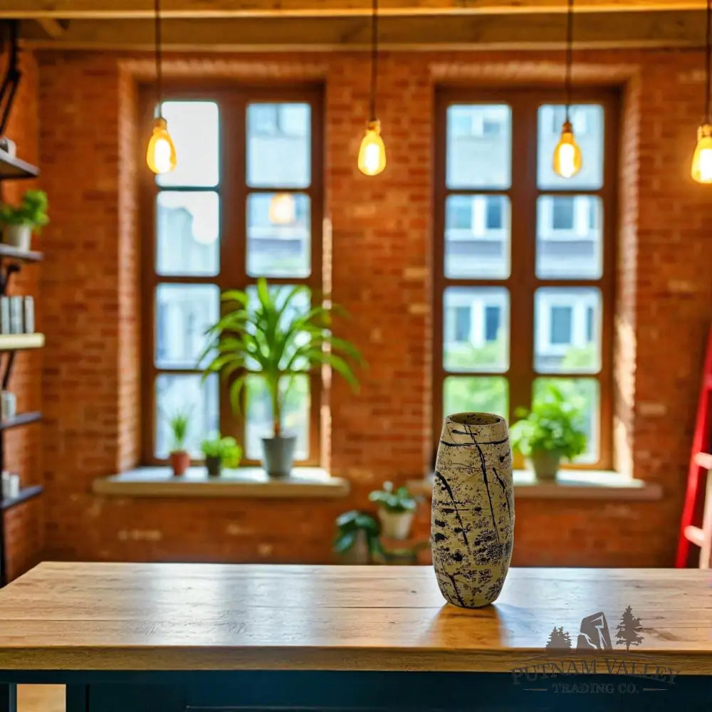 Chinese Painting Stone Torpedo Vase Vase