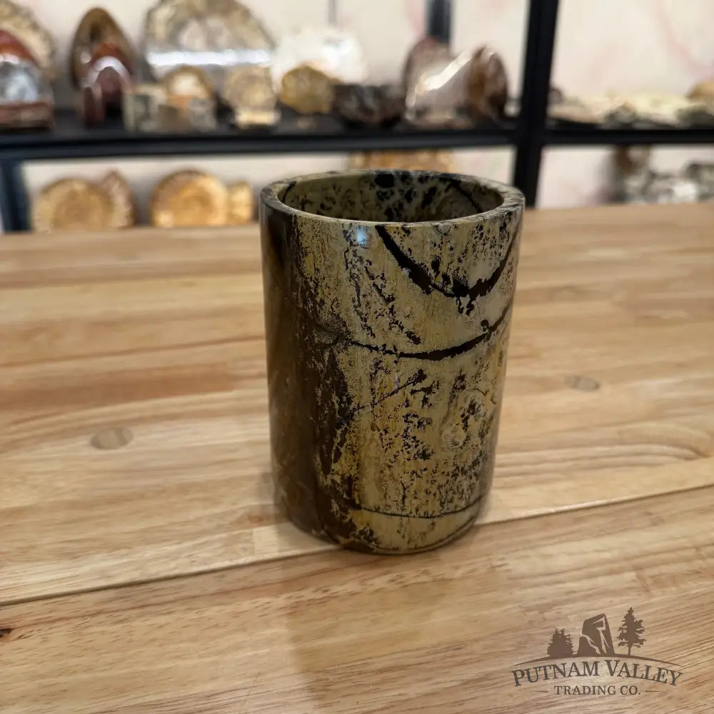 Chinese Painting Stone Utensil Crock Crock