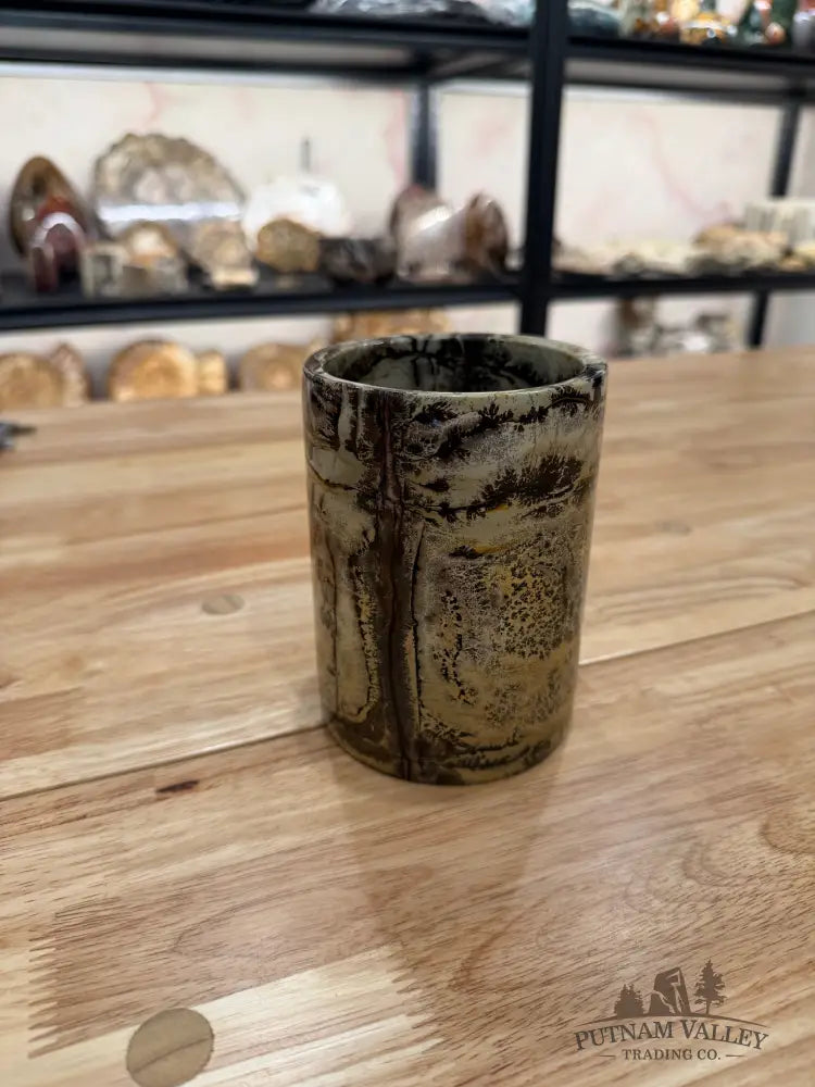 Chinese Painting Stone Utensil Crock Crock