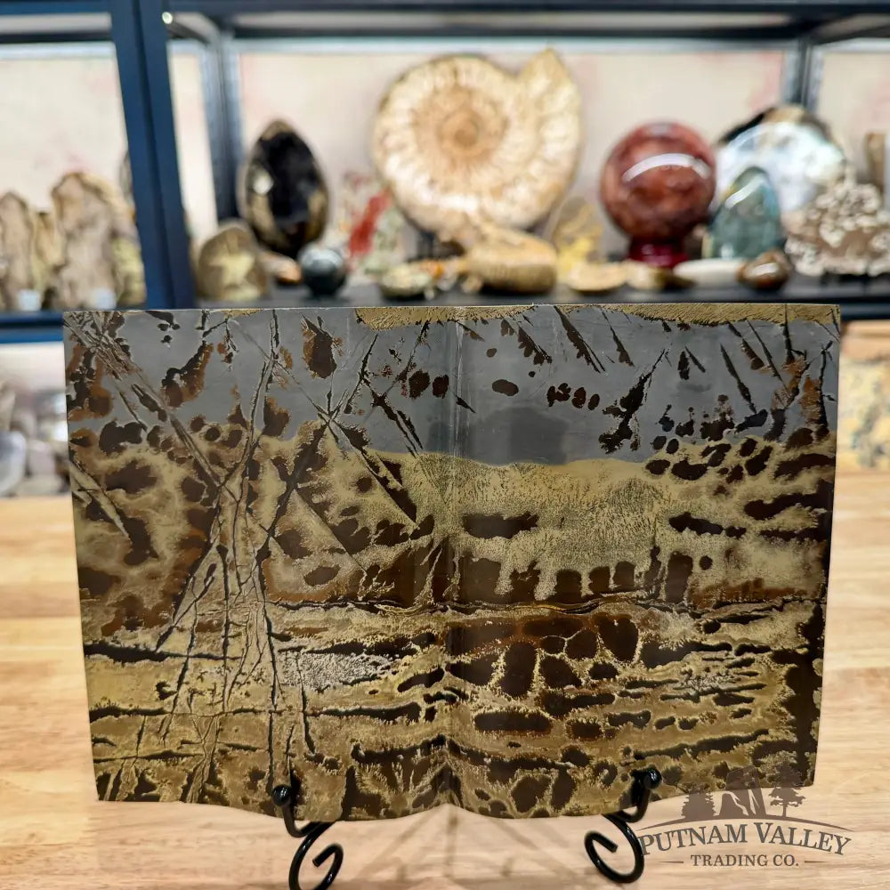 Chinese Picture Jasper Book Carving + Stand - Accent