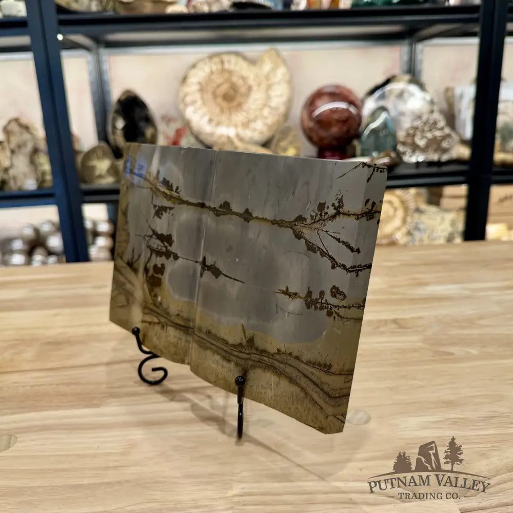 Chinese Picture Jasper Book Carving + Stand - Accent