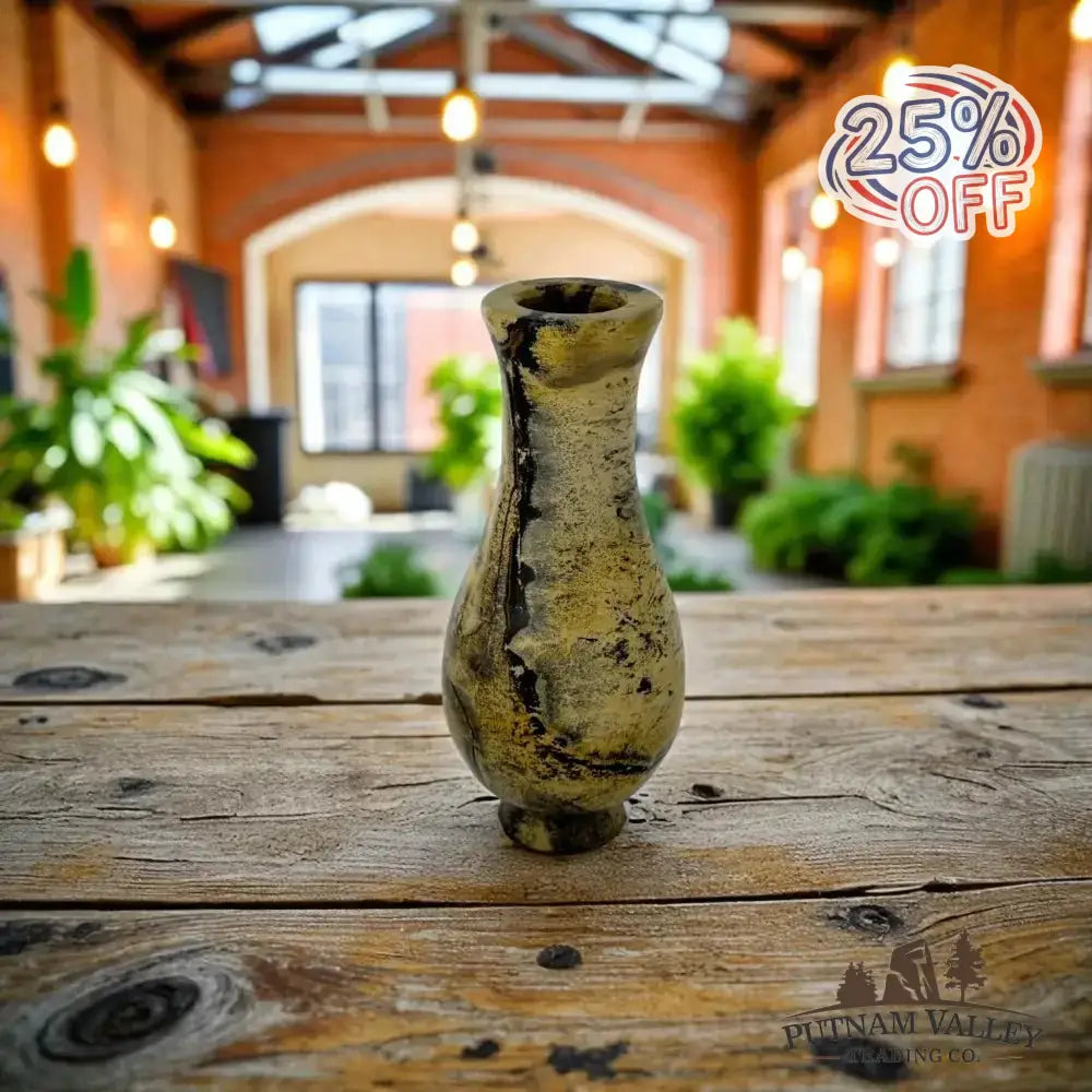 Chinese Painting Stone Gourd Vase - Putnam Valley Trading Co.