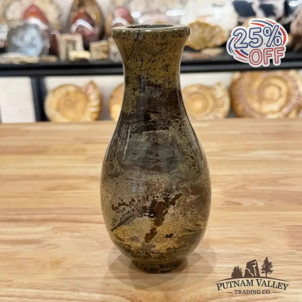 Chinese Painting Stone Gourd Vase - Putnam Valley Trading Co.