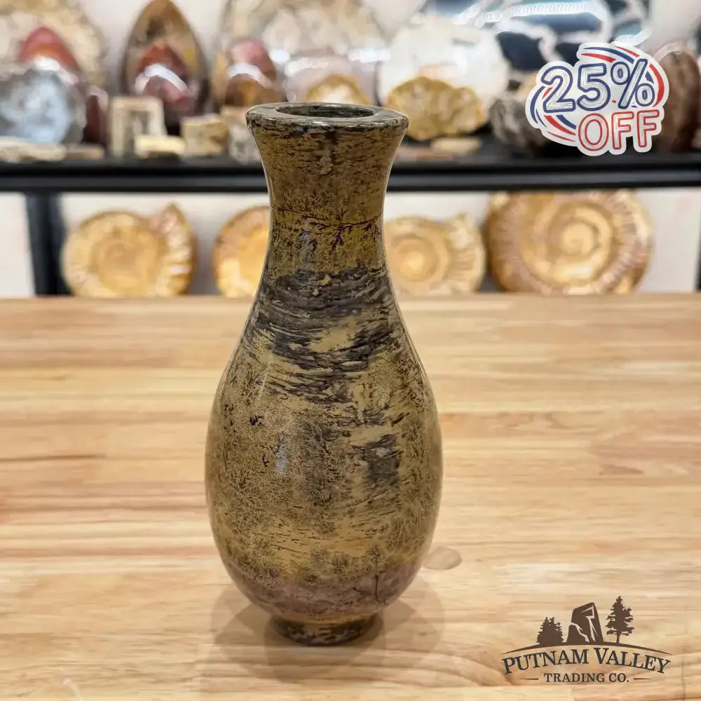 Chinese Painting Stone Gourd Vase - Putnam Valley Trading Co.