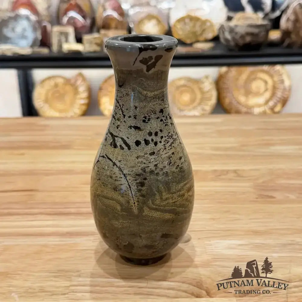 Chinese Painting Stone Gourd Vase - Putnam Valley Trading Co.