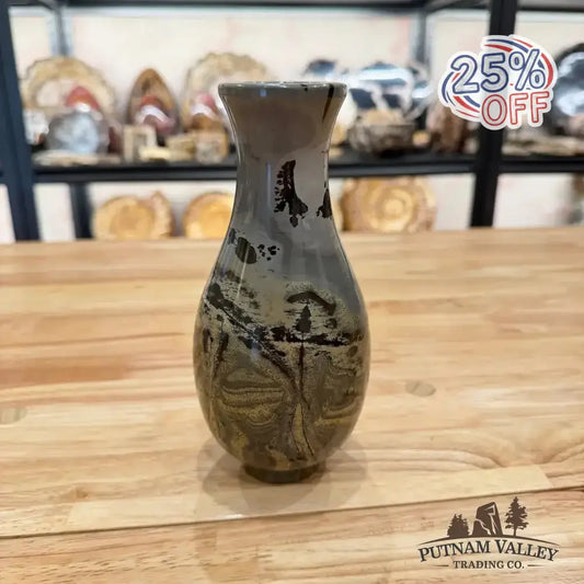 Chinese Painting Stone Gourd Vase - Putnam Valley Trading Co.