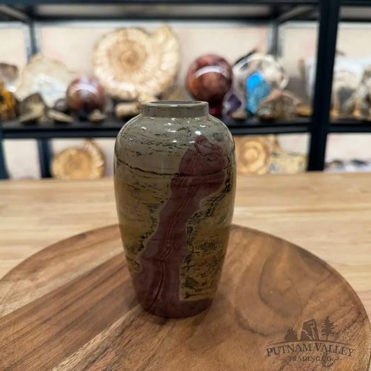 Chinese Picture Jasper Ovoid Vase - Vase