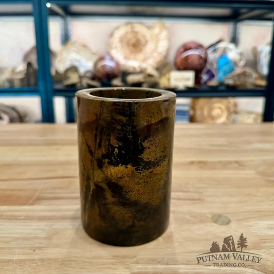 Chinese Picture Jasper Pen Holder, 5’’ Natural Stone - Vase