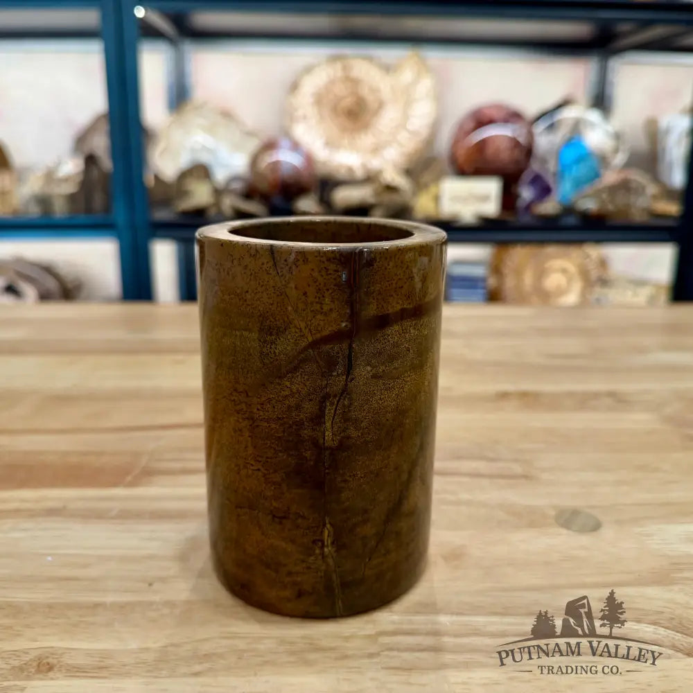 Chinese Picture Jasper Pen Holder, 5’’ Natural Stone - Vase